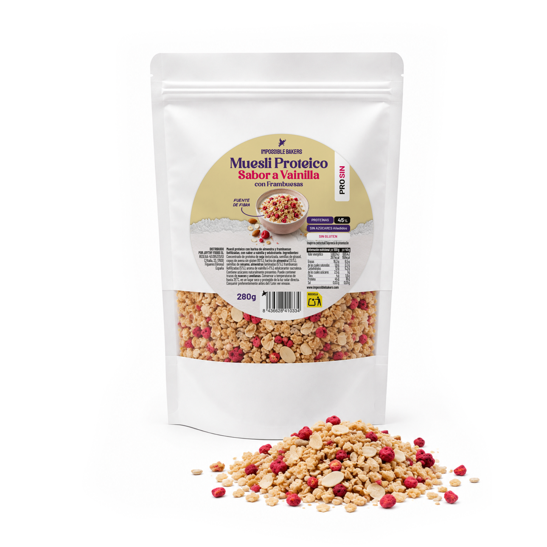Muesli Proteico con Frambuesas
