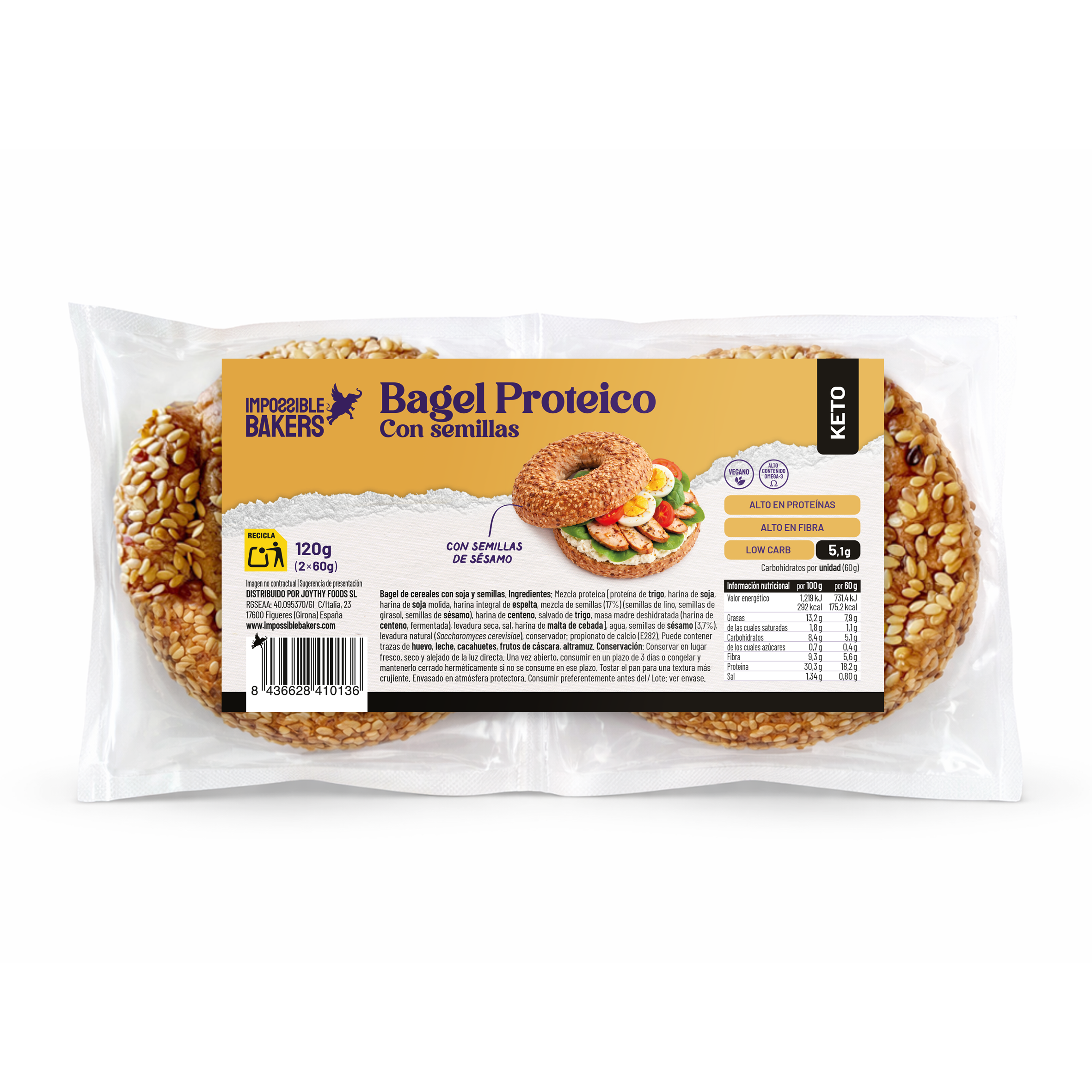 Bagel Proteico con semillas
